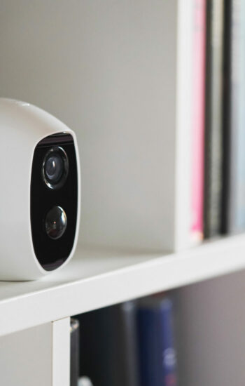 Close up of small camera. Smart home