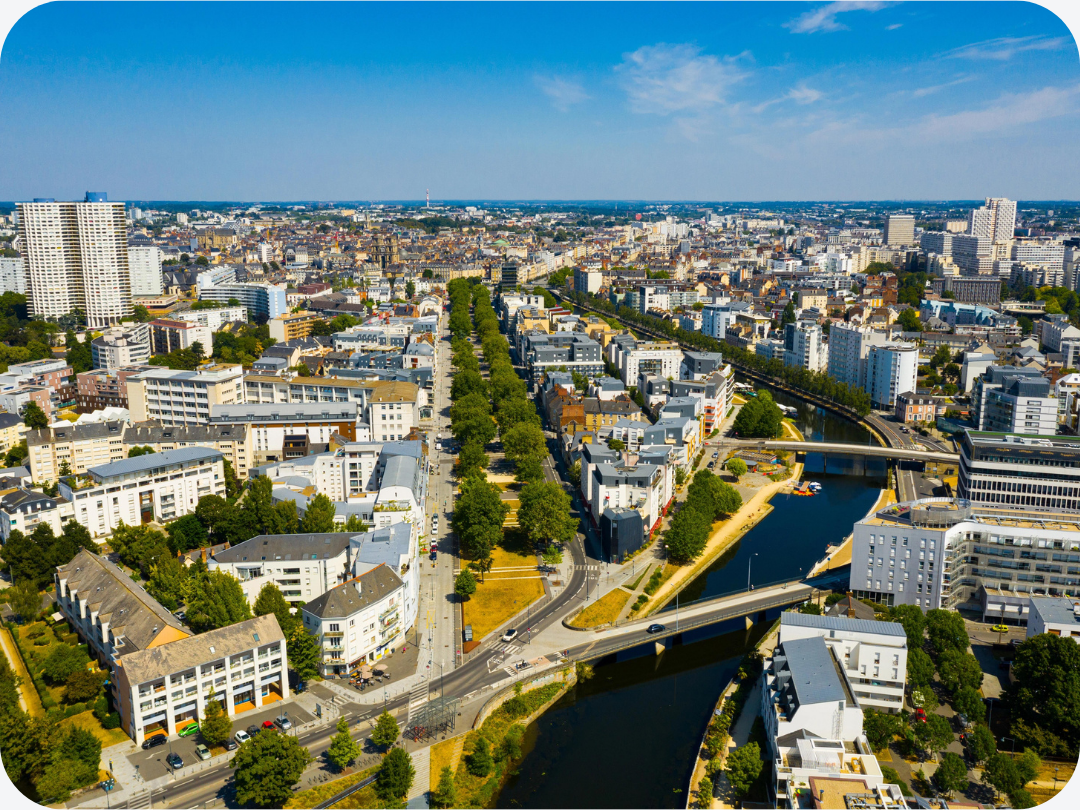 Vue aérienne ville de rennes